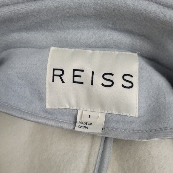 REISS light blue coat wool blend button up peacoat jacket Large - Picture 3 of 10